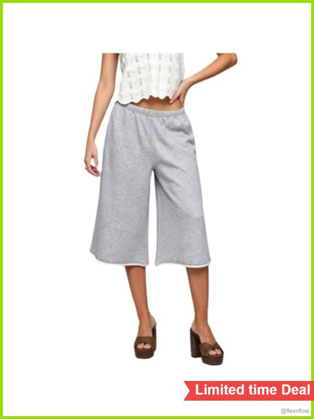 Wide Leg Capri Sweat Shorts Baggy Loose Fit Cropped Bermuda Jorts